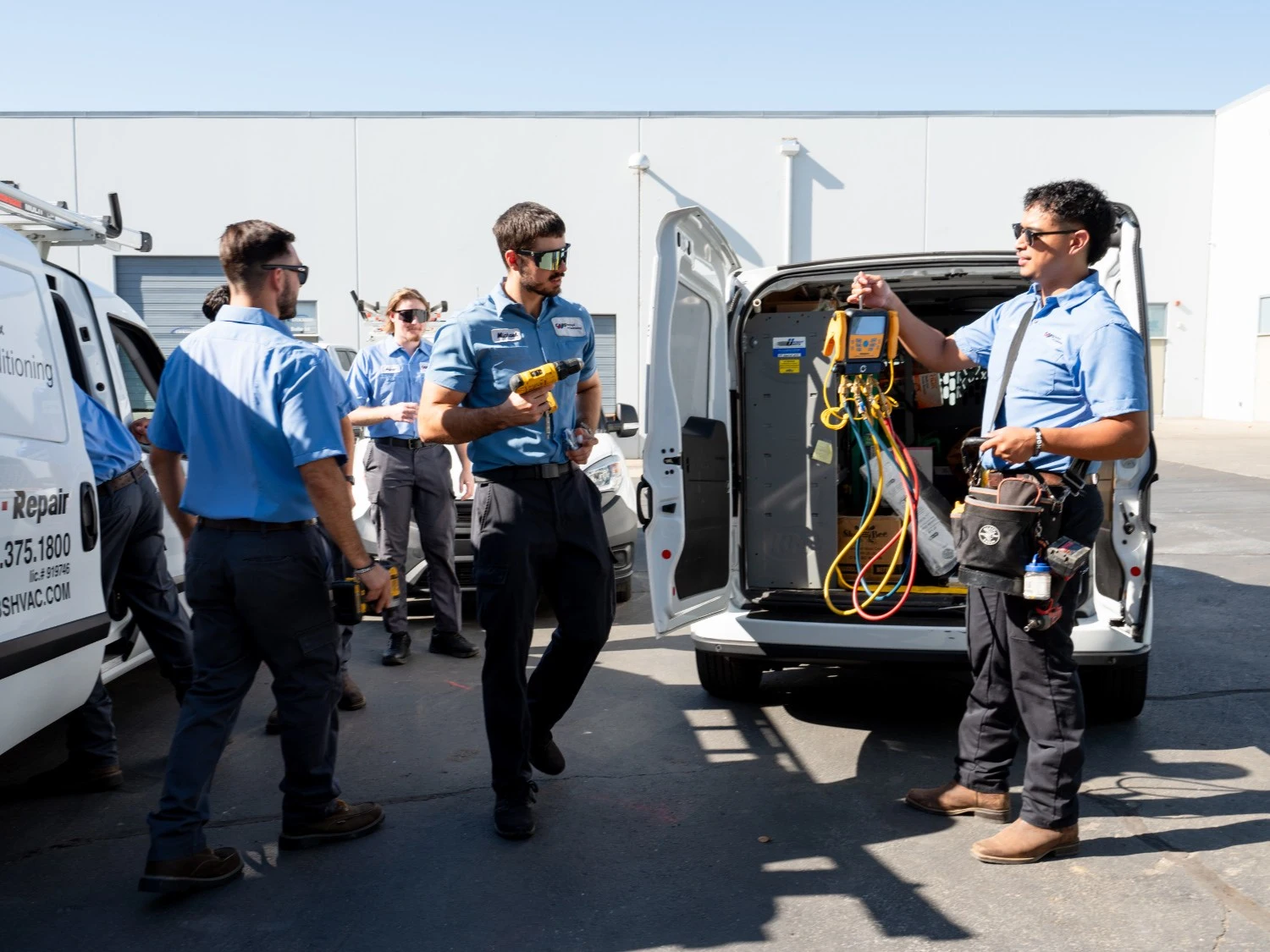 Technicians getting ready